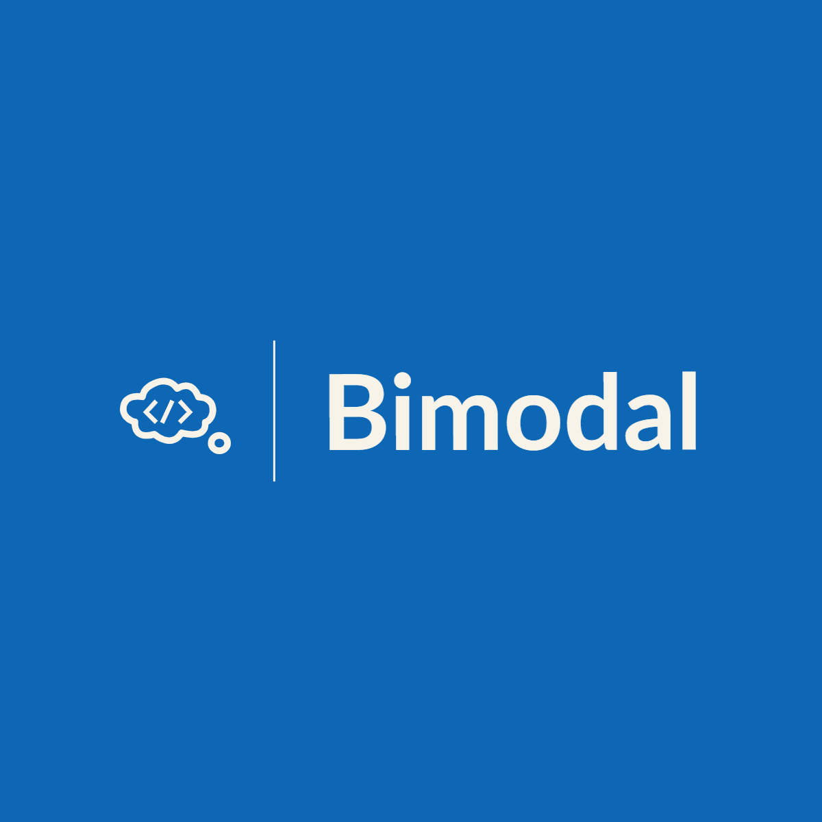 Bimodal logo: a code symbol in a thought cloud beside the Bimodal name